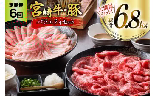 肉 定期便 6ヶ月 宮崎牛・豚 バラエティセット [ミヤチク 宮崎県 美郷町 31au0090] 冷凍 小分け 牛肉 豚肉 豚小間 豚バラ 小間 豚ロース 牛肩ロース しゃぶしゃぶ 焼肉 牛モモ