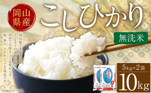 【令和6年産】 無洗米 岡山県産 こしひかり 10kg （5kg×2袋）【2024年9月下旬～2025年8月下旬発送】 コシヒカリ 米 お米 こめ kome コメ ご飯 ごはん 1500218 - 岡山県奈義町