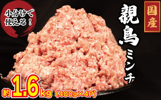 国産 鶏肉 親鳥 ミンチ モモ 1.6kg (400g×4) 鳥肉 とりにく 鶏 とり チキン もも 冷凍 小分け 冷凍 鶏ミンチ ミンチ肉 ひき肉 挽き肉 ハンバーグ 餃子 メンチカツ 鍋 おかず おつまみ 惣菜 弁当 日用 BBQ アウトドア ギフト プレゼント 贈答 冷凍 送料無料 徳島県 阿波市 有限会社阿波食品 1322540 - 徳島県阿波市