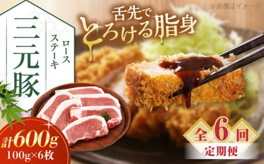 【全6回定期便】三元豚 ロースステーキ 6枚（100g/枚）  藻塩ナシ 《喜茂別町》【平田牧場】肉 豚肉 ロース ステーキ ステーキ用 とんかつ トンテキ 生姜焼き 冷蔵配送 北海道 [AJAP088] 78000 78000円 1418866 - 北海道喜茂別町