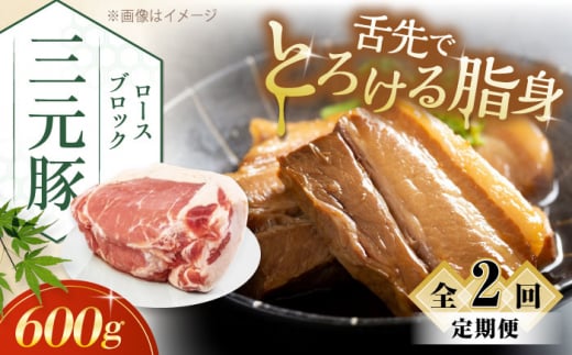 【全2回定期便】三元豚 ロースブロック600g《喜茂別町》【平田牧場】 肉 豚肉 ロース ブロック ローストポーク 煮豚 酢豚 煮物 冷凍配送 [AJAP094] 20000 20000円 2万円 1418872 - 北海道喜茂別町