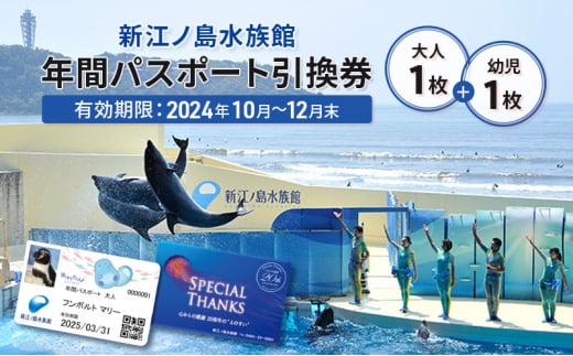 チケット 神奈川 【新江ノ島水族館】年間パスポート引換券(大人1枚+幼児1枚) 有効期間2024年10月～12月末まで 水族館 パスポート 入場券 江ノ島 藤沢市 神奈川県 プレゼント ギフト 1420686 - 神奈川県藤沢市