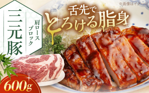 三元豚 肩ロースブロック600g[喜茂別町][平田牧場] 肉 豚肉 ロース ブロック ローストポーク 煮豚 酢豚 煮物 冷凍配送 北海道 [AJAP074] 10000 10000円 1万円