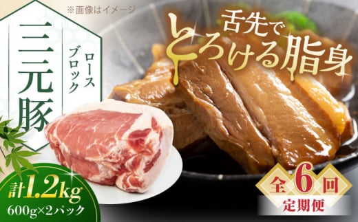 【全6回定期便】三元豚 ロースブロック1.2kg（600g×2パック）《喜茂別町》【平田牧場】 肉 豚肉 ロース ブロック ローストポーク 煮豚 酢豚 煮物 冷凍配送 [AJAP100] 108000 108000円 1418878 - 北海道喜茂別町