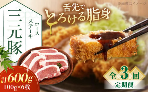 【全3回定期便】三元豚 ロースステーキ 6枚（100g/枚）  藻塩ナシ 《喜茂別町》【平田牧場】肉 豚肉 ロース ステーキ ステーキ用 とんかつ トンテキ 生姜焼き 冷蔵配送 北海道 [AJAP087] 39000 39000円 1418865 - 北海道喜茂別町