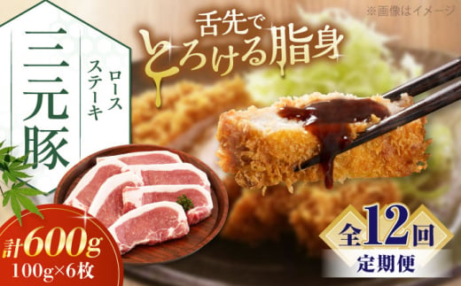 【全12回定期便】三元豚 ロースステーキ 6枚（100g/枚）  藻塩ナシ 《喜茂別町》【平田牧場】肉 豚肉 ロース ステーキ ステーキ用 とんかつ トンテキ 生姜焼き 冷蔵配送 北海道 [AJAP089] 156000 156000円 1418867 - 北海道喜茂別町