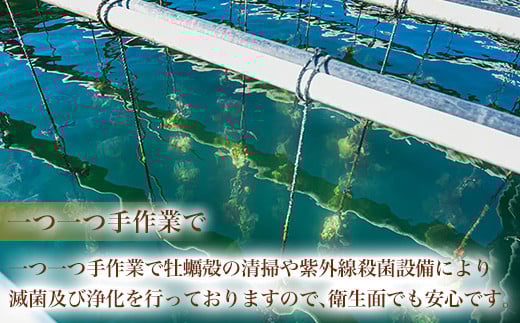 「一つ一つ手作業で」
牡蠣殻の清掃や紫外線殺菌設備により
滅菌及び浄化を行っておりますので、衛生面でも安心です。