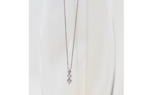 【K10イエローゴールド ラボダイヤモンドネックレス】0.435ct 3粒ダイヤのトリロジーネックレス 上品な美しさ 長さ50cm　K10-N006 1426836 - 滋賀県大津市