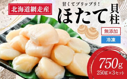 網走前浜産 無添加ホタテ貝柱【 750g (250g×3) 】【 ホタテ ほたて 帆立 貝柱 ホタテ貝柱 ほたて貝柱 帆立貝柱 玉冷 ホタテ玉冷 ほたて玉冷 帆立玉冷 刺身 ホタテ刺身 刺身ホタテ ほたて刺身 刺身ほたて 帆立刺身 北海道 国産 北海道産 魚介 魚介類 海鮮 小分け 天然 送料無料 人気 ランキング おすすめ 】ABAI032