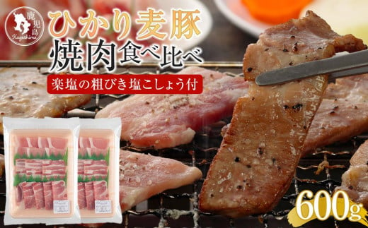 ひかり麦豚 焼肉セット 600g（ 300g×2パック ）＋ 楽塩の粗びき塩こしょう 1421113 - 鹿児島県南大隅町