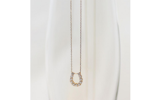 【K10イエローゴールド ラボダイヤモンドネックレス】0.363ct 11粒ダイヤで作る幸福のモチーフ 馬蹄ネックレス 長さ50cm　K10-N007 1426838 - 滋賀県大津市