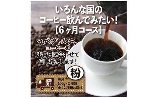 ＜毎月定期便＞いろんな国のコーヒー飲んでみたい!「6ヶ月コース(粉)」全6回【4014244】 1422038 - 愛知県尾張旭市