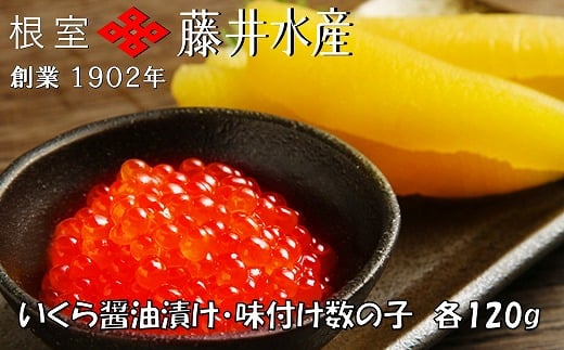 G-42009 ＜鮭匠ふじい＞いくら醤油漬け120g×1P、味付け数の子120g×1P 1422087 - 北海道根室市