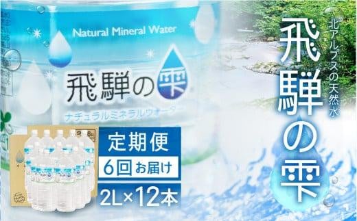 【6回 定期便】天然水 飛騨の雫 2L×12本 (2ケース)   水 ペットボトル 飲料水 2l 2リットル 白啓酒店 飛騨高山 JS100