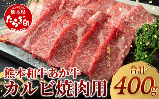 【 年内お届け 】 熊本県産 あか牛 【 カルビ 焼肉用 400g 】 ≪12月18日～28日発送≫ 熊本県 あか牛 かるび 焼肉 焼き肉 BBQ アウトドア 牛肉 赤身 和牛 褐毛和種 046-0457-R612 1509493 - 熊本県多良木町