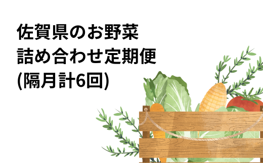 [定期便セット]佐賀県のお野菜詰合×隔月計6回(定番6〜8品目・季節2〜4品目)