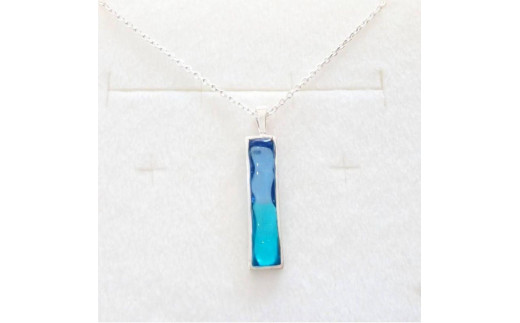 【レディース】スクエアペンダント Aqua Blue & Crystal Turquoise
