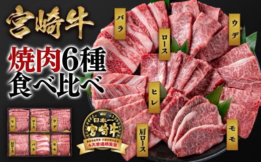 宮崎牛 6種盛り焼肉 食べ比べセット600g 4等級以上 国産牛 肉 ブランド牛 ミヤチク 内閣総理大臣賞4連覇[2.1-12]