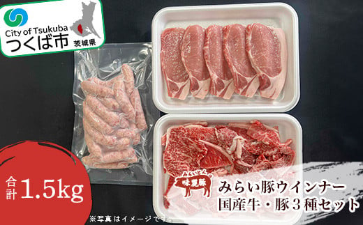 村下商事のおすすめバラエティパック1.5kg(牛・豚・ウインナー)【 茨城県 つくば市 BBQ 牛肉 豚肉  ウインナー バラエティ 焼肉 焼き肉 バーベキュー ロース バラ 切り落とし 】 850756 - 茨城県つくば市