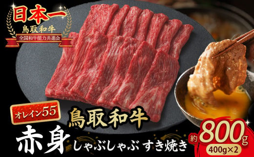 鳥取和牛 最高級品質【オレイン55】 赤身 しゃぶしゃぶすき焼き用 (800g)  鳥取和牛 オレイン55 赤身 モモ ウデ しゃぶしゃぶ すき焼き 国産 牛肉 ブランド牛 和牛 黒毛和牛 KR1275 1427090 - 鳥取県倉吉市