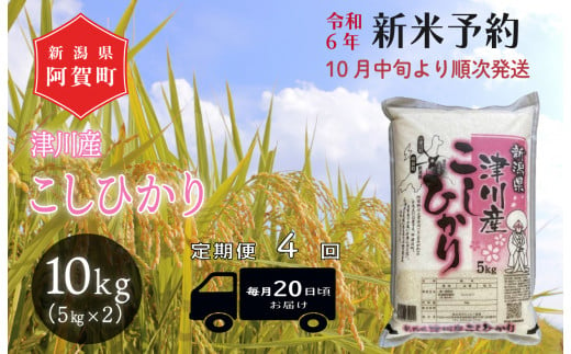 《令和6年産米》【定期便】4回　津川産　こしひかり　10kg（5kg×2袋） 1427519 - 新潟県阿賀町