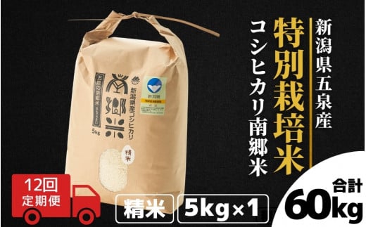 【令和6年産新米先行予約】 〈12回定期便〉 特別栽培米コシヒカリ100％ 「南郷米」 精米 5kg（5kg×1袋）新潟県 五泉市 有限会社ファームみなみの郷  ［2024年9月中旬以降順次発送］ 1430667 - 新潟県五泉市