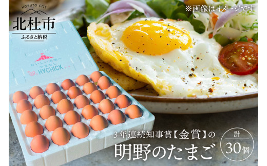3年連続知事賞（金賞）の明野たまご　30個入 1437261 - 山梨県北杜市