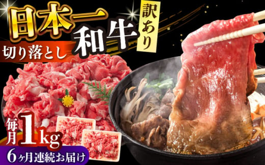 【全6回定期便】【訳あり】【A4～A5】長崎和牛焼肉切り落とし(肩ロース・バラ）　1kg（500g×2p）【株式会社 MEAT PLUS】 [DBS047] 1429841 - 長崎県小値賀町