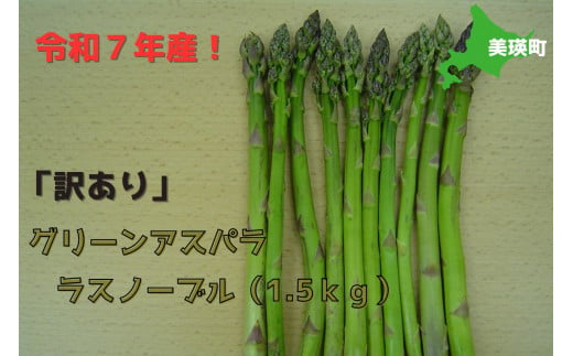 【令和７年産予約受付！】おおとり　【訳あり】グリーンアスパラ（ラスノーブル）１．５ｋｇ[010-190] 1429591 - 北海道美瑛町