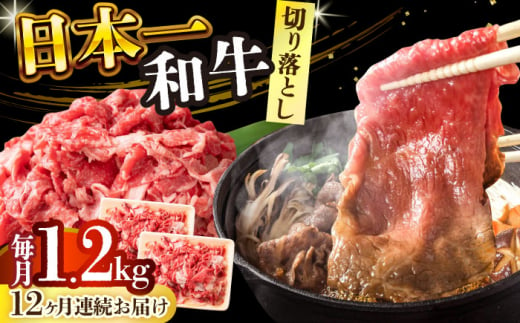 【全12回定期便】【A4～A5】長崎和牛切り落とし　1.2kg(600g×2p）【株式会社 MEAT PLUS】 [DBS060] 1429854 - 長崎県小値賀町