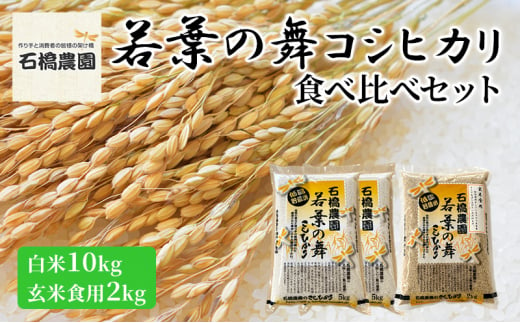 米 若葉の舞 コシヒカリ 白米10Kg玄米食用2Kg 食べ比べセット こしひかり お米 白米 玄米 セット 食べ比べ 精米 千葉 千葉県 低温保存 [№5346-0785] 1430304 - 千葉県千葉市