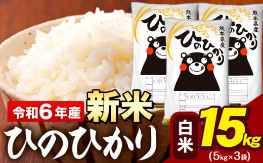 新米 令和6年産 早期先行予約受付中 白米 米 ひのひかり 15kg (5kg袋×3)《11月-12月頃出荷予定》熊本県 大津町 国産 熊本県産 白米 精米 送料無料 ヒノヒカリ こめ お米 1395582 - 熊本県大津町