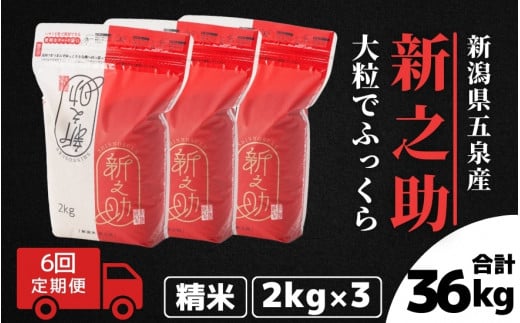 【令和6年産新米先行予約】 〈6回定期便〉 新之助 精米 6kg（2kg×3袋）新潟県 五泉市 有限会社ファームみなみの郷  ［2024年10月上旬以降順次発送］ 1433592 - 新潟県五泉市