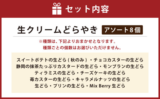 【12ヶ月定期便】菊川さくら屋の生クリームどらやき（アソート8個）