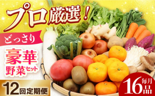 [全12回定期便] 豪華!野菜 セット 16品目以上 野菜どっさりサイズ / 野菜 フルーツ きのこ 詰め合わせ 長崎県/吉岡青果 [42ACAF006] 果物 キノコ 新鮮 セット 詰め合わせ 詰合せ 定期便 産地 直送 国産 季節の野菜 やさい 旬 果物 盛り合わせ ダイエット 野菜セット 野菜の定期便 野菜詰め合わせ