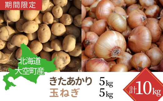 【期間限定】北海道大空町産じゃがいも（きたあかり）5kg・玉ねぎ5kg 計10kg 【 ふるさと納税 人気 おすすめ ランキング じゃがいも ジャガイモ いも 芋 きたあかり たまねぎ 玉ねぎ 甘い カレー 北海道産 野菜 旬 北海道 大空町 送料無料 】 OSA042 1434664 - 北海道大空町