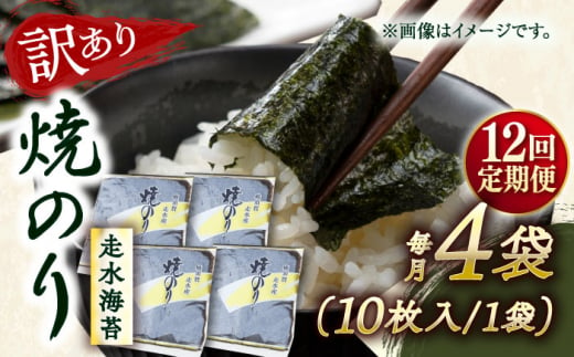 【全12回定期便】【訳あり】焼海苔4袋（全形40枚） 訳アリ 海苔 のり ノリ 焼き海苔 走水海苔 横須賀【丸良水産】 [AKAB114] 1529079 - 神奈川県横須賀市