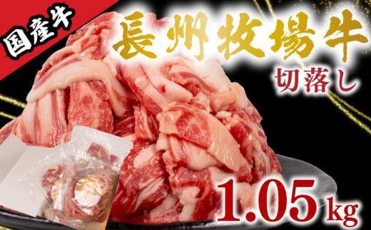 国産牛 切落とし 1.05kg 牛肉 牛 うし 切り落とし 冷凍 小分け 便利 パック 赤身 牛赤身 脂身 夕食 昼食 惣菜 おかず カレー 牛丼 ビビンバ ハヤシライス 肉じゃが プルコギ 牛カレー 牛製品 便利な牛肉 牛パック 長州牧場 下関 山口