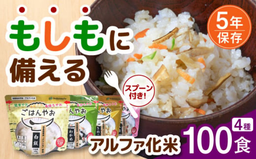 【非常食】もしもに備える アルファ化米4種類 100食セット【防災備蓄】 防災用品 保存食 ご飯 岐阜市/ドゥメンテックス [ANBF003] 1436440 - 岐阜県岐阜市