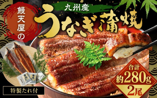 鰻天屋の九州産うなぎ 蒲焼 約140g×2尾 セット