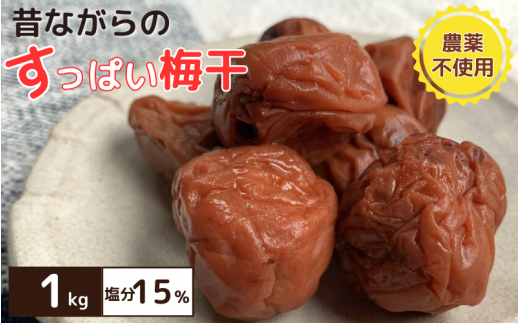 昔ながらのすっぱい梅干 1kg （200g×5） 塩分15％ / 梅干し 田辺市 紀州南高梅 南高梅 梅干 梅 うめ 肉厚 お米 おにぎり 焼酎 梅酒 健康 昔ながら 栽培期間中農薬不使用 和歌山 龍神 【mpt005】 1454002 - 和歌山県田辺市