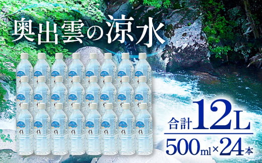 奥出雲の涼水500ml×24本【水 ミネラルウォーター 天然水 ミネラル 溶存酸素 500ml 24本 常備水 防災 安心 安全 非加熱 キャンプ アウトドア ペットボトル】 422040 - 島根県奥出雲町