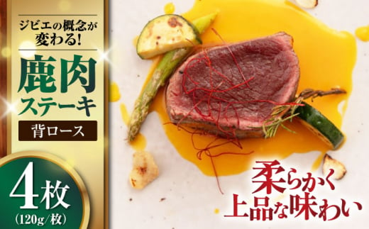 鹿肉 背ロース 120g×4枚 《喜茂別町》【EBIJIN】 ジビエ 鹿 ロース ステーキ ステーキ用 赤身 冷凍 冷凍配送 北海道 [AJAO031] 20000 20000円 1439187 - 北海道喜茂別町