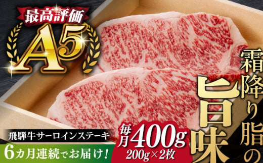 【6回定期便】飛騨牛 サーロイン ステーキ 2枚 200g 5等級 A5 贅沢三昧定期便 国産 和牛 岐阜県 岐阜市/だるまミート [ANBE010]