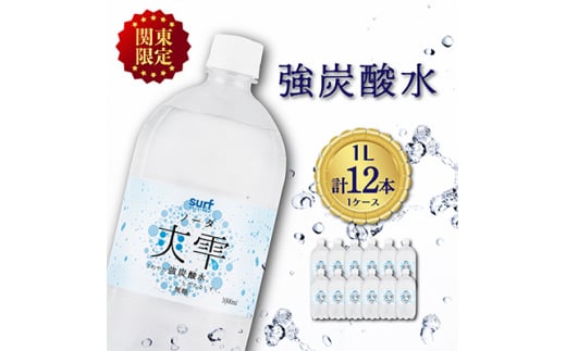 ＜関東のみお届け＞ 強 炭酸水 1L 12本 計12L サーフ爽雫 ソーダ 国産 ペットボトル【1532972】 1437727 - 山梨県山梨市