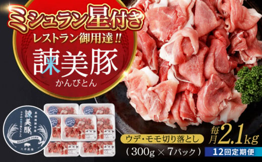 【12回定期便】豚肉切り落とし2.1kg!諫早平野の米で育てた諫美豚 / 諫美豚 豚肉 切り落とし 肉 豚 お肉 国産 人気 スライス / 諫早市 / 株式会社土井農場 [AHAD022] 303276 - 長崎県諫早市