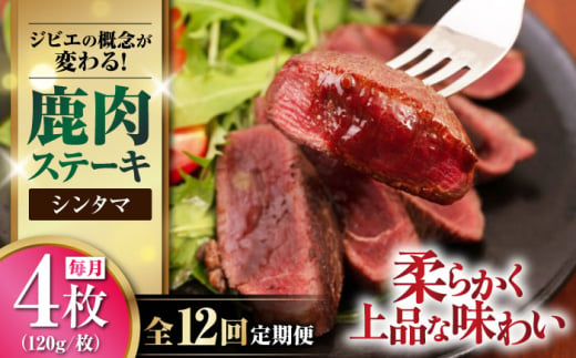 【全12回定期便】鹿肉 シンタマ120g×4枚 《喜茂別町》【EBIJIN】 ジビエ 鹿 シンタマ 希少部位 ステーキ ステーキ用 赤身 冷凍 冷凍配送 北海道 [AJAO047] 192000 192000円 1439203 - 北海道喜茂別町