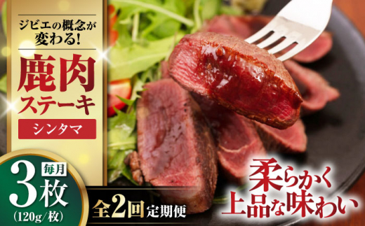 【全2回定期便】鹿肉 シンタマ120g×3枚 《喜茂別町》【EBIJIN】 ジビエ 鹿 シンタマ 希少部位 ステーキ ステーキ用 赤身 冷凍 冷凍配送 北海道 [AJAO040] 24000 24000円 1439196 - 北海道喜茂別町