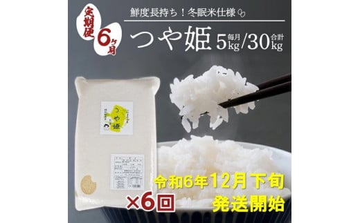 SG0040　12月下旬発送開始／【6回定期便】令和6年産 特別栽培米 つや姫　5kg×6回(計30kg)〈太ももの会〉 FU