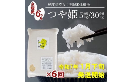 SG0041　1月下旬発送開始／【6回定期便】令和6年産 特別栽培米 つや姫　5kg×6回(計30kg)〈太ももの会〉 FU